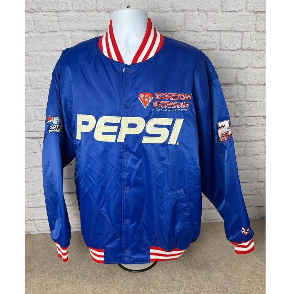 VTG Chase Authentics NASCAR Pepsi Racing Jeff‎ Gordon 24 Bomber Jacket Blue L